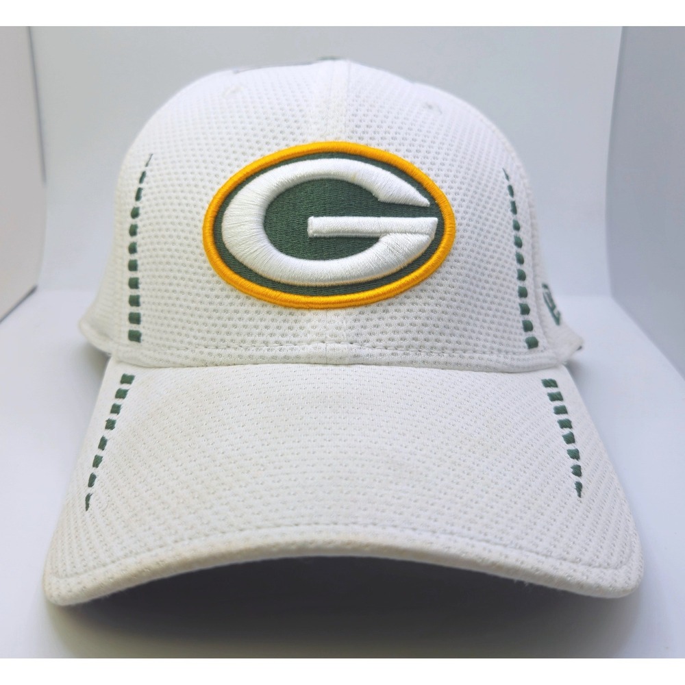 New Era 39THIRTY Green Bay Packers NFL White Mesh Stretch Fit Hat Medium-Large